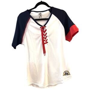Cooperstown All Star MLB Women Lace Up Jersey Sz XL Embroidered Baseball Summer
